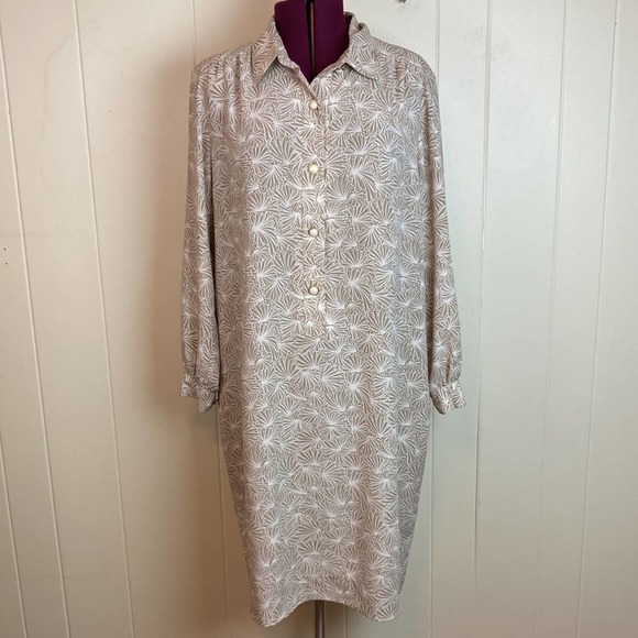 Vintage 80s Button Down Shirt Dress Plus - Picture 2 of 7